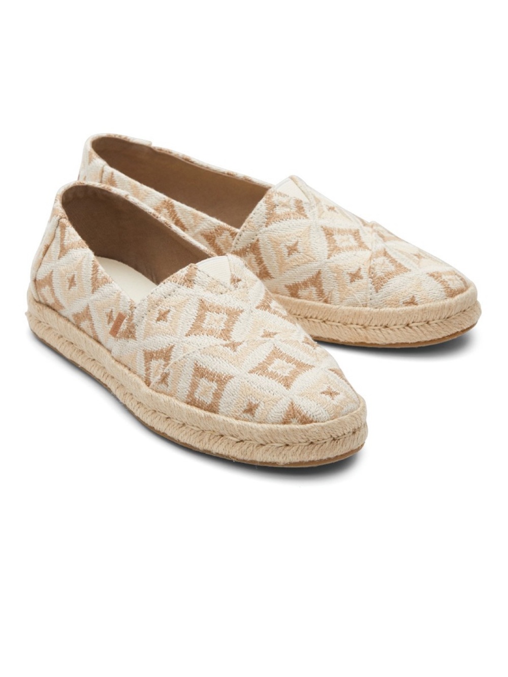 Toms Beige & Cream Patterned Espadrille Slip-On - Women